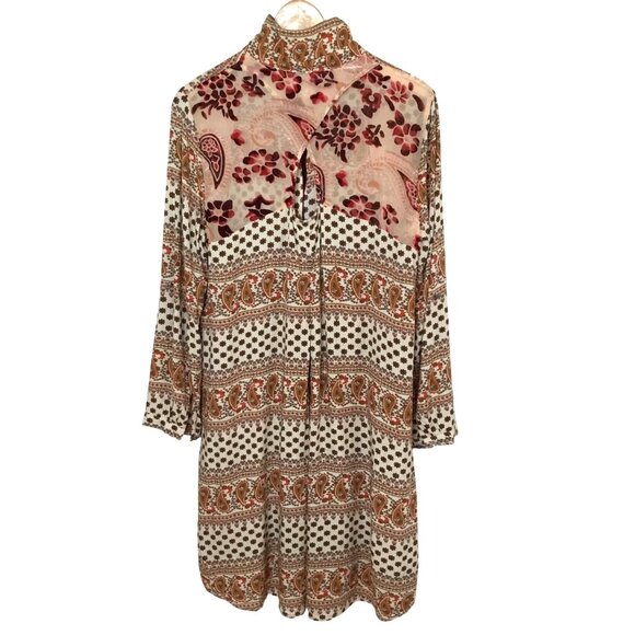 ARATTA Burnout Velvet Burnout Paisley Floral Boho Tunic Top M Sheer Mid Length - Picture 6 of 11